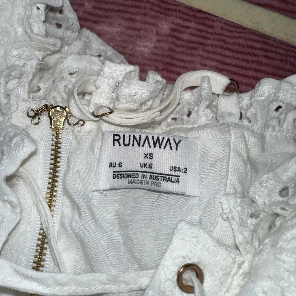 cottagecore white lace up puff sleeve dress - Picture 4 of 5